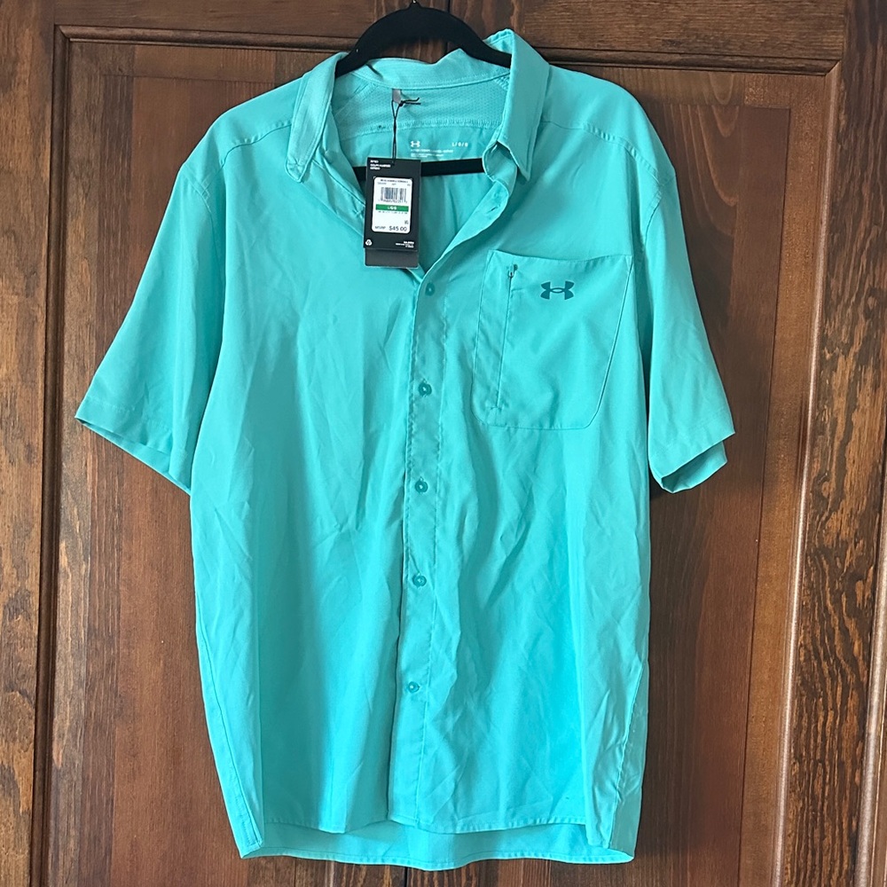 Under Armour Men's Turquoise Button Down Shirt
